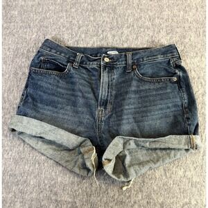 Old Navy Denim Shorts Womens 10 Blue Jean High Rise Cuffed Hem Medium Wash
